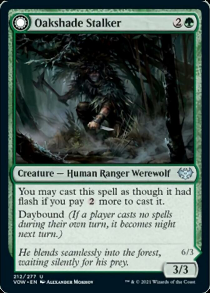 Oakshade Stalker // Moonlit Ambusher [Innistrad: Crimson Vow] | Cards and Coasters CA