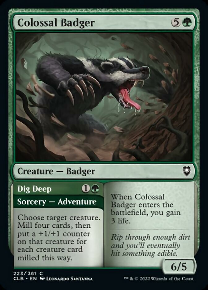 Colossal Badger // Dig Deep [Commander Legends: Battle for Baldur's Gate] | Cards and Coasters CA