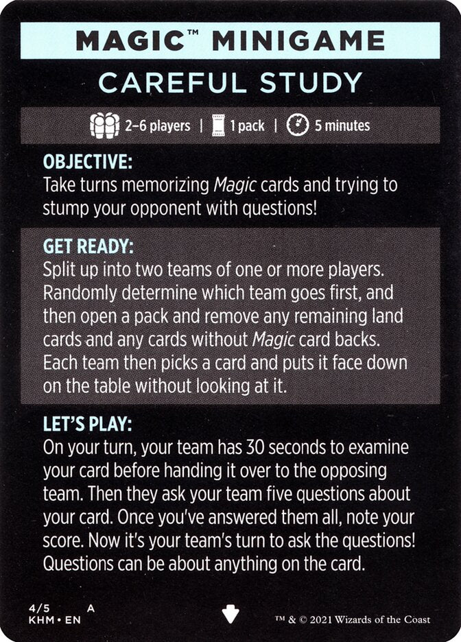 Careful Study (Magic Minigame) [Kaldheim Minigame] | Cards and Coasters CA