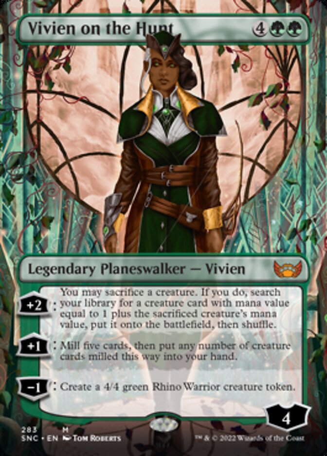 Vivien on the Hunt (Borderless) [Streets of New Capenna] | Cards and Coasters CA