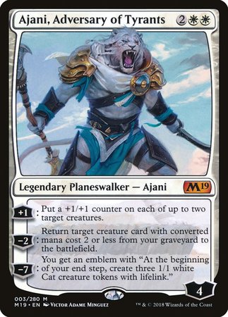 Ajani, Adversary of Tyrants [Core Set 2019] | Cards and Coasters CA