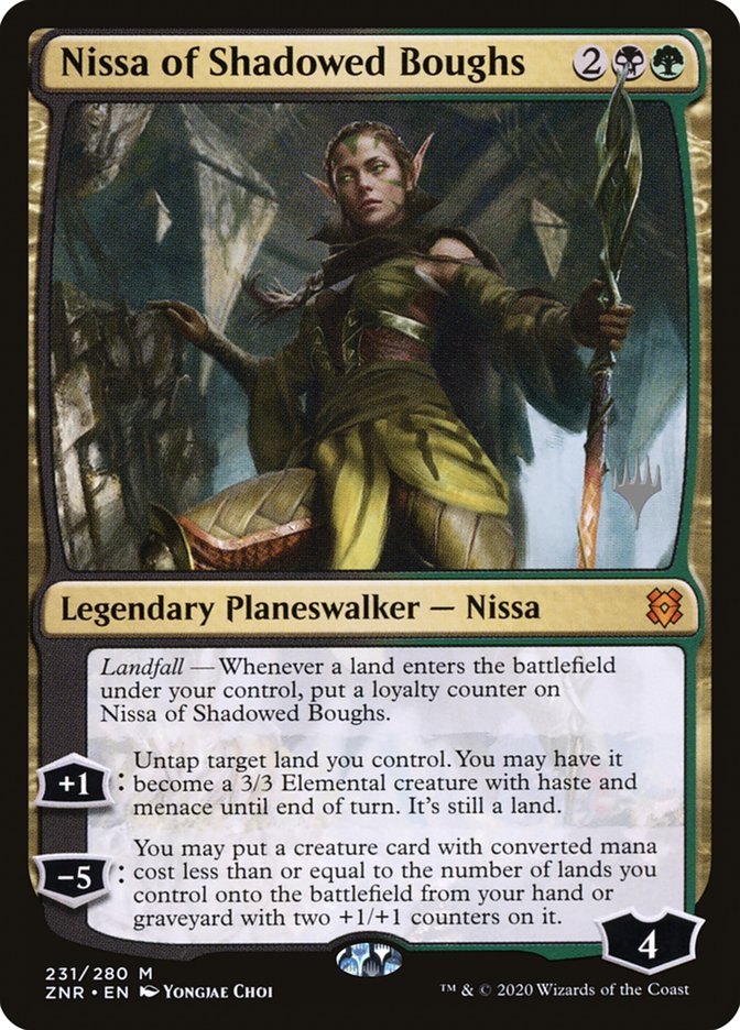 Nissa of Shadowed Boughs (Promo Pack) [Zendikar Rising Promos] | Cards and Coasters CA