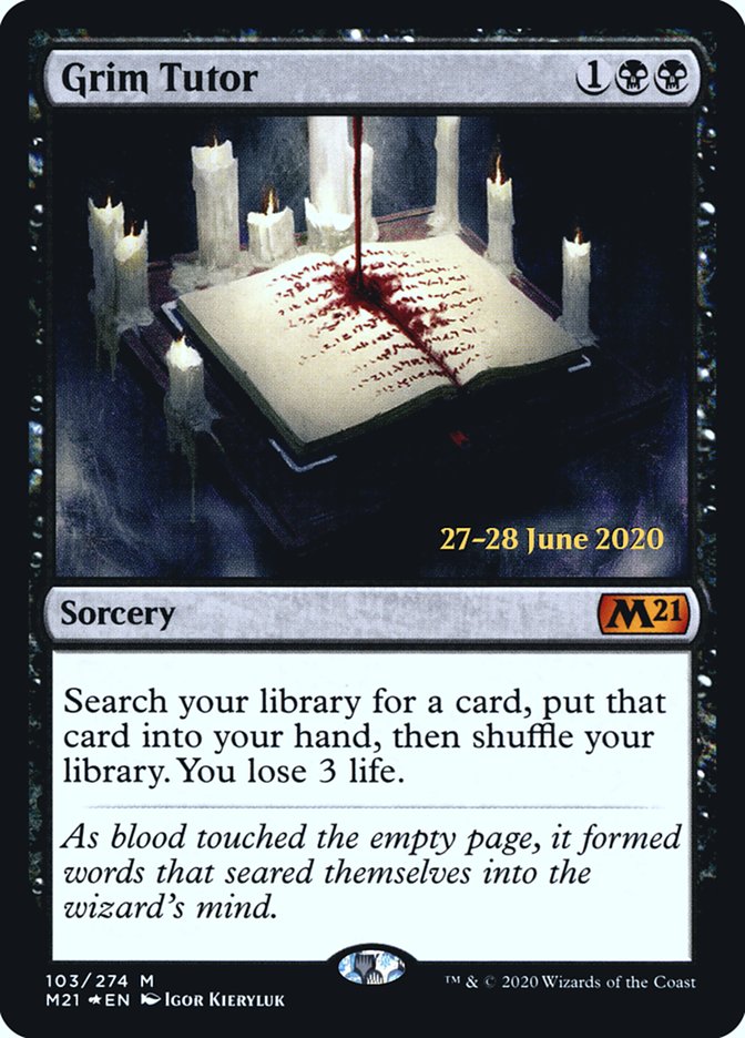 Grim Tutor  [Core Set 2021 Prerelease Promos] | Cards and Coasters CA