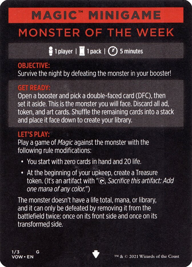 Monster of The Week (Magic Minigame) [Innistrad: Crimson Vow Minigame] | Cards and Coasters CA