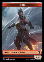 Rebel // Phyrexian Germ Double-Sided Token [Phyrexia: All Will Be One Commander Tokens] | Cards and Coasters CA