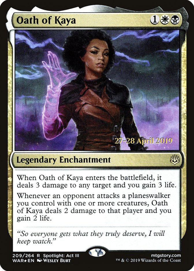 Oath of Kaya  [War of the Spark Prerelease Promos] | Cards and Coasters CA