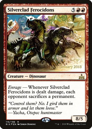 Silverclad Ferocidons [Rivals of Ixalan Promos] | Cards and Coasters CA