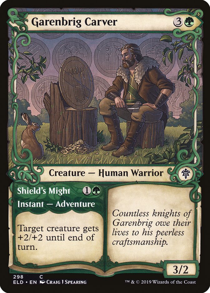Garenbrig Carver // Shield's Might (Showcase) [Throne of Eldraine] | Cards and Coasters CA