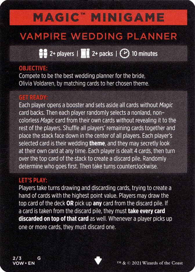 Vampire Wedding Planner (Magic Minigame) [Innistrad: Crimson Vow Minigame] | Cards and Coasters CA