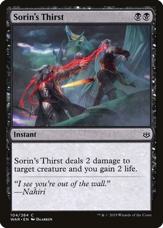 Sorin's Thirst [War of the Spark] | Cards and Coasters CA