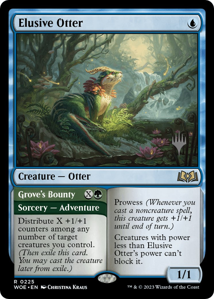 Elusive Otter // Grove's Bounty (Promo Pack) [Wilds of Eldraine Promos] | Cards and Coasters CA