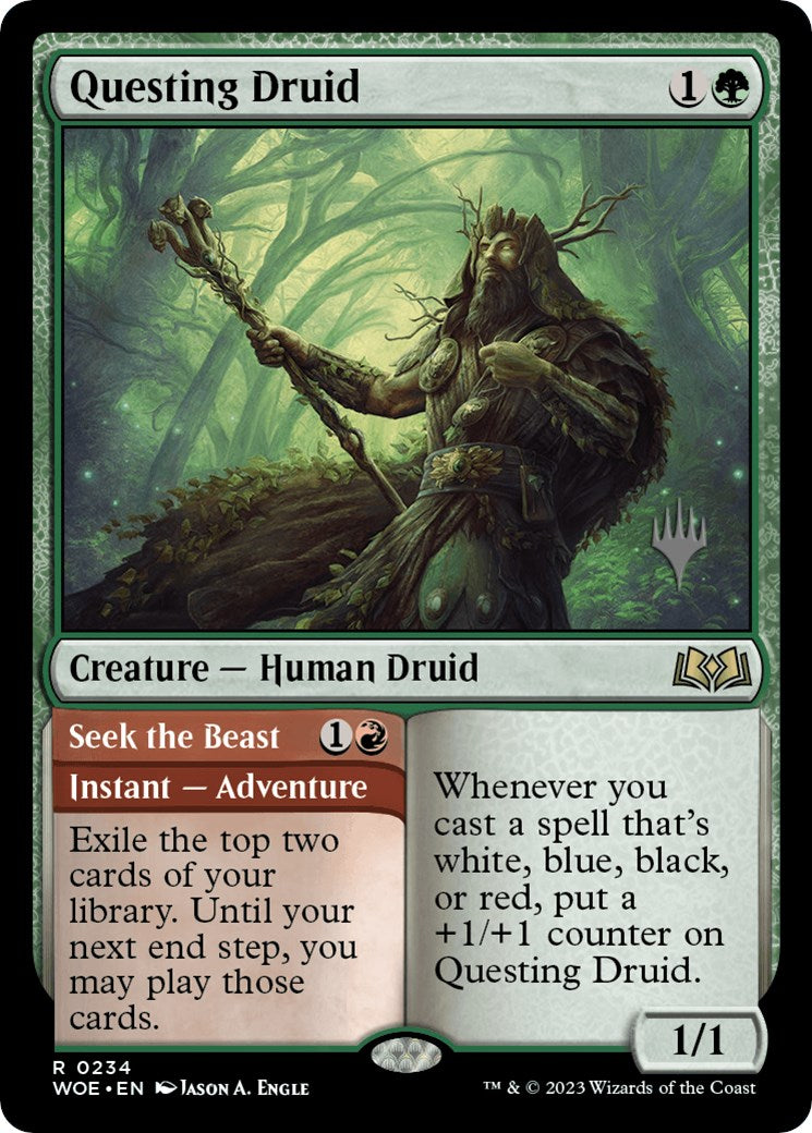 Questing Druid (Promo Pack) [Wilds of Eldraine Promos] | Cards and Coasters CA