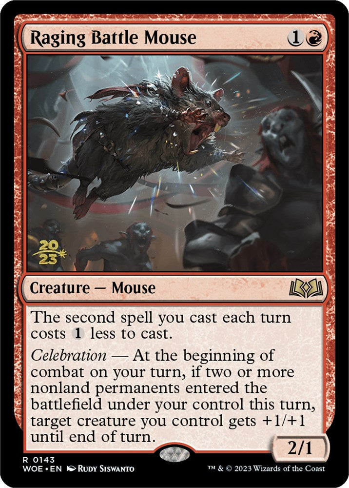 Raging Battle Mouse [Wilds of Eldraine Prerelease Promos] | Cards and Coasters CA