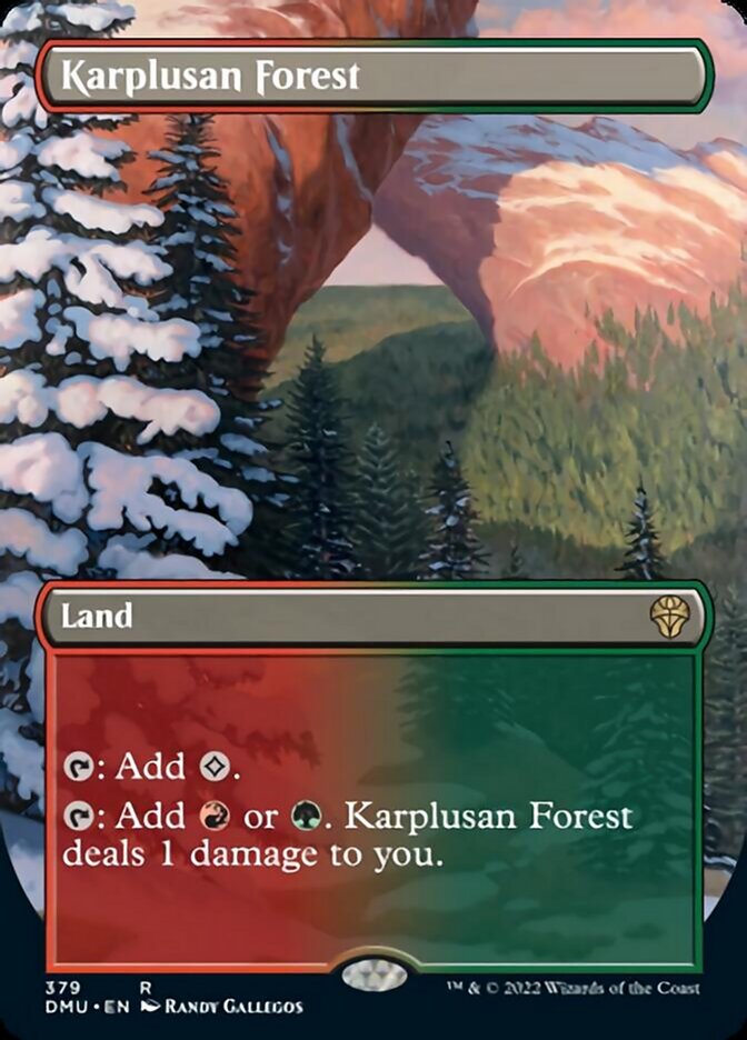 Karplusan Forest (Borderless Alternate Art) [Dominaria United] | Cards and Coasters CA