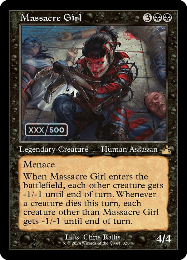 Massacre Girl (Retro) (Serialized) [Ravnica Remastered] | Cards and Coasters CA