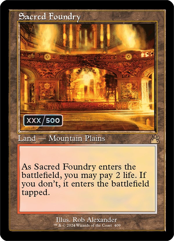 Sacred Foundry (Retro) (Serialized) [Ravnica Remastered] | Cards and Coasters CA