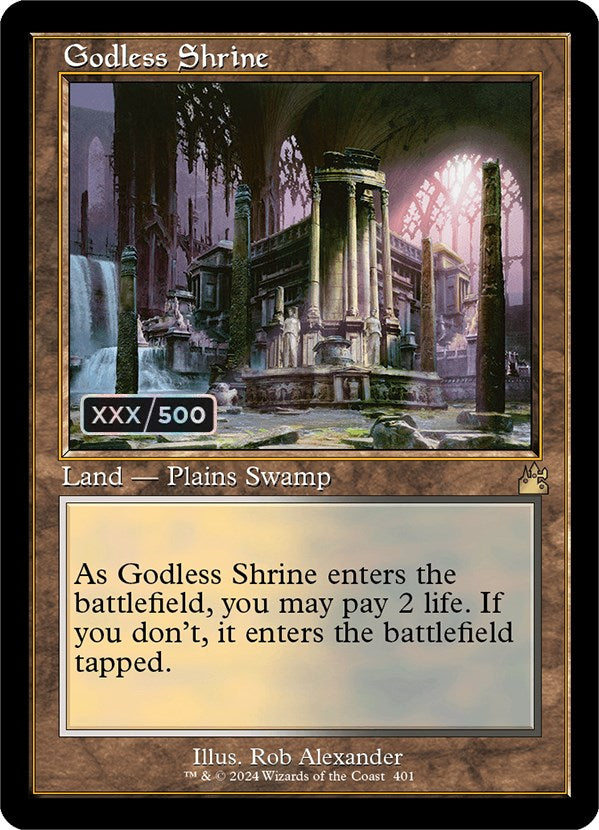 Godless Shrine (Retro) (Serialized) [Ravnica Remastered] | Cards and Coasters CA