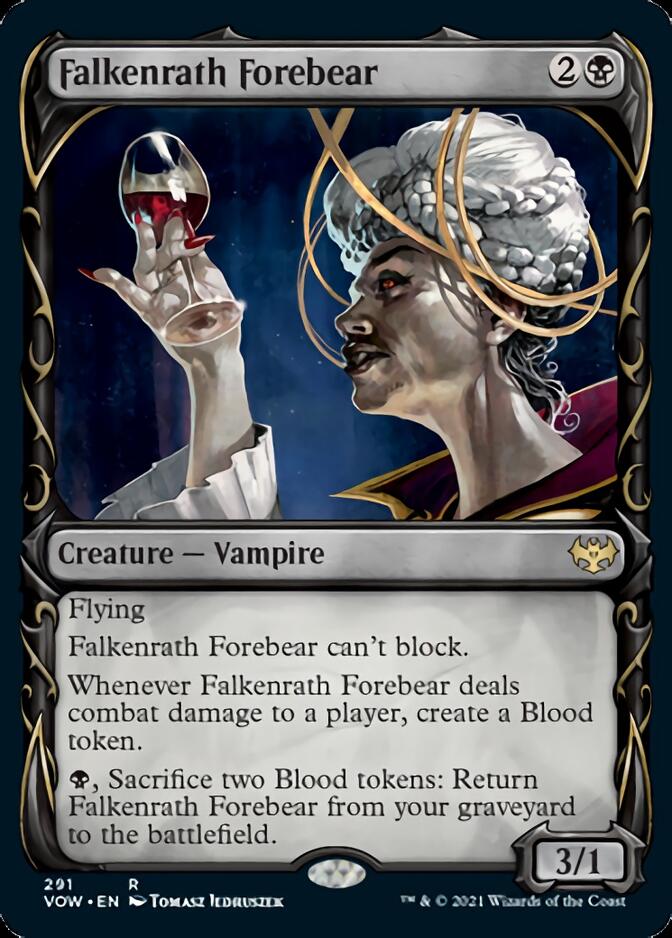 Falkenrath Forebear (Showcase Fang Frame) [Innistrad: Crimson Vow] | Cards and Coasters CA