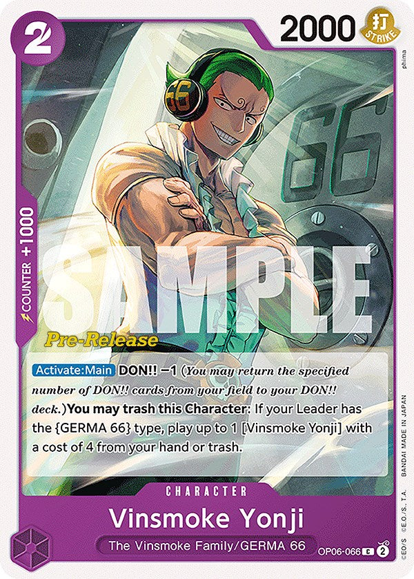 Vinsmoke Yonji [Wings of the Captain Pre-Release Cards] | Cards and Coasters CA