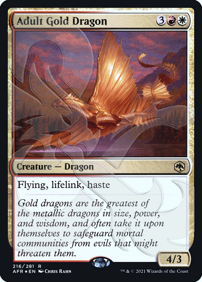 Adult Gold Dragon (Ampersand Promo) [Dungeons & Dragons: Adventures in the Forgotten Realms Promos] | Cards and Coasters CA