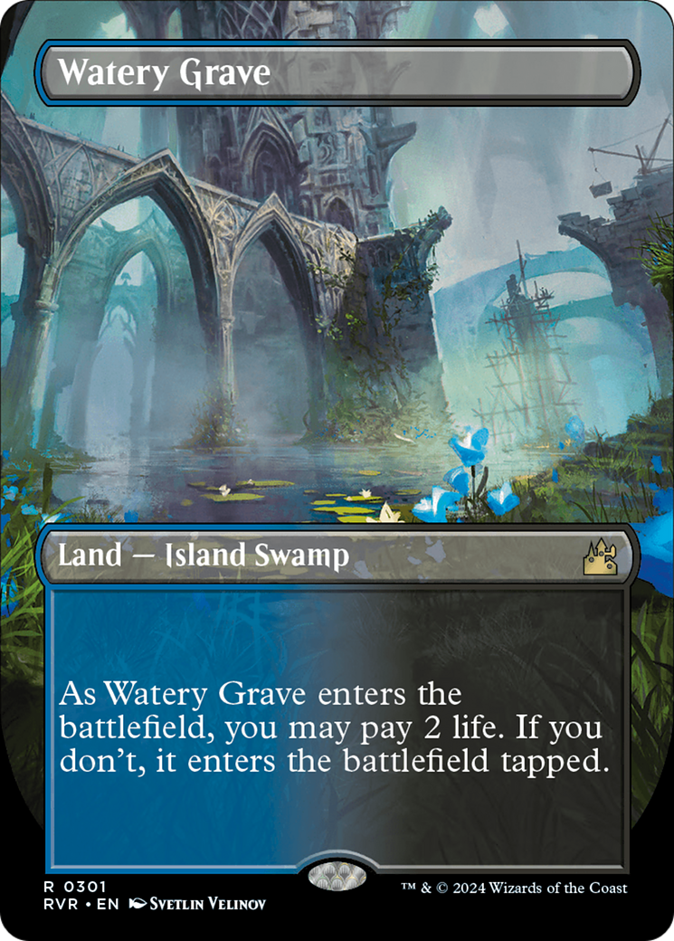 Watery Grave (Borderless) [Ravnica Remastered] | Cards and Coasters CA