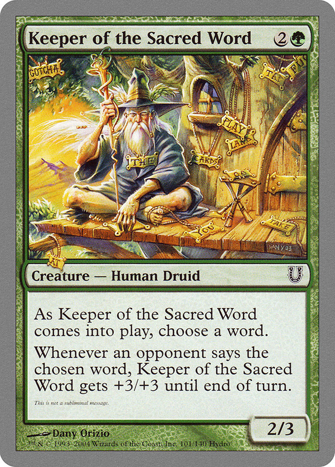 Keeper of the Sacred Word [Unhinged] | Cards and Coasters CA