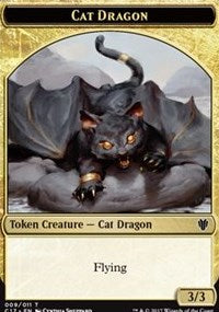 Cat Dragon (009) // Dragon (006) Double-sided Token [Commander 2017 Tokens] | Cards and Coasters CA