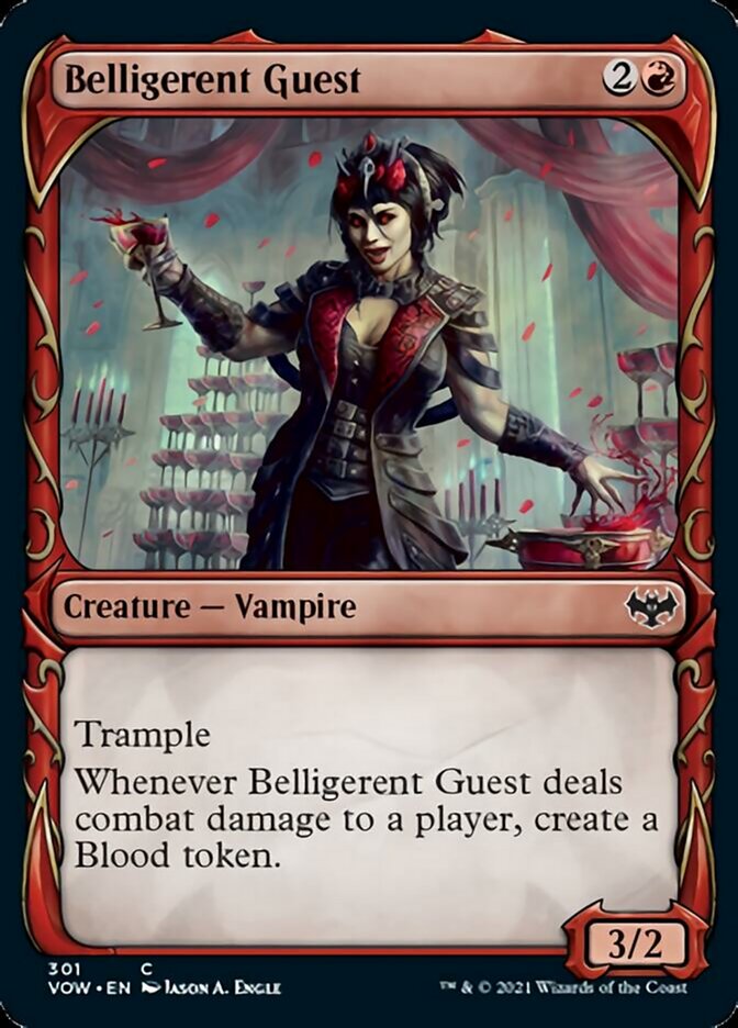 Belligerent Guest (Showcase Fang Frame) [Innistrad: Crimson Vow] | Cards and Coasters CA