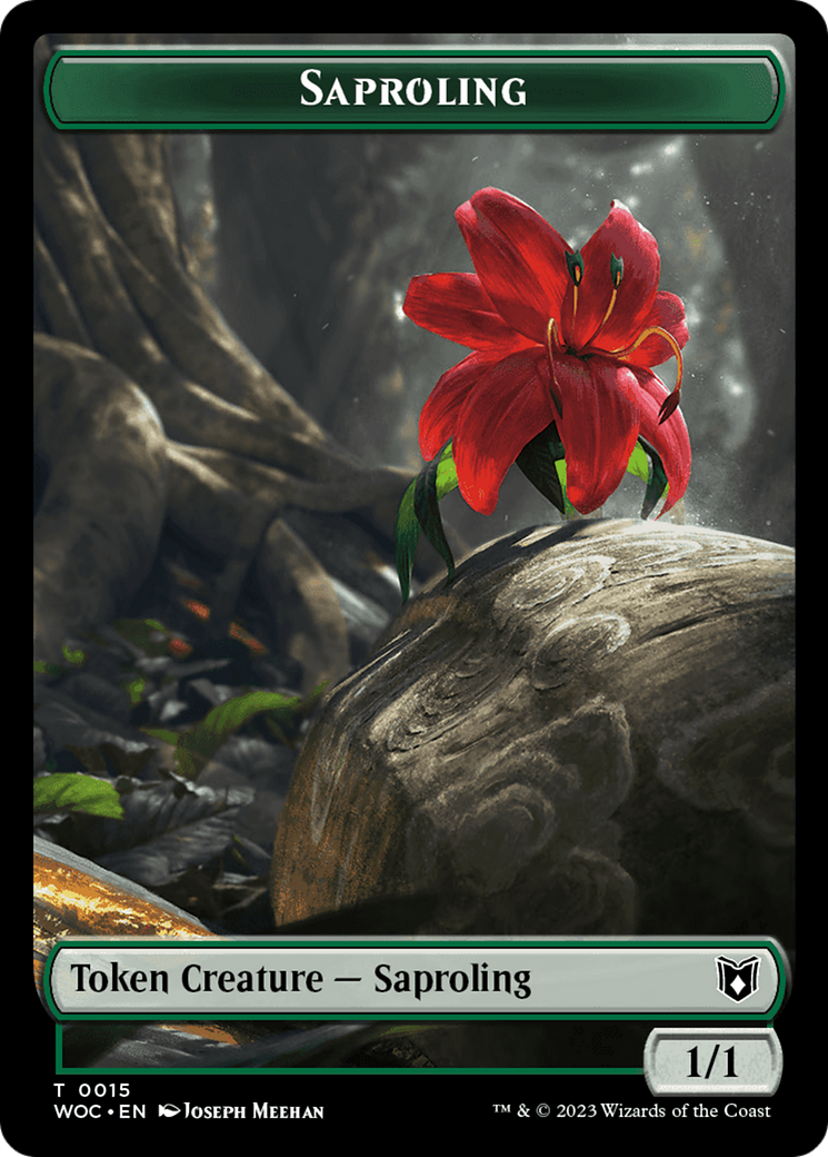 Faerie // Saproling Double-Sided Token [Wilds of Eldraine Commander Tokens] | Cards and Coasters CA