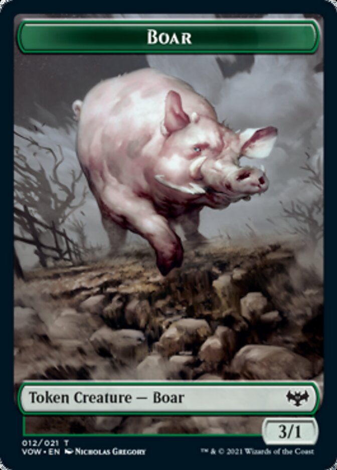 Boar Token [Innistrad: Crimson Vow Tokens] | Cards and Coasters CA