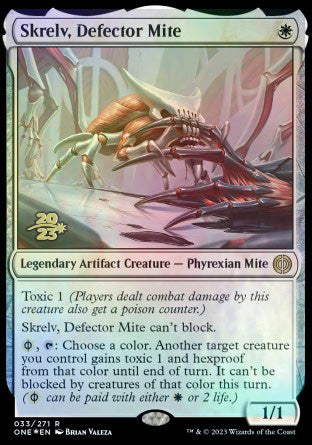 Skrelv, Defector Mite [Phyrexia: All Will Be One Prerelease Promos] | Cards and Coasters CA