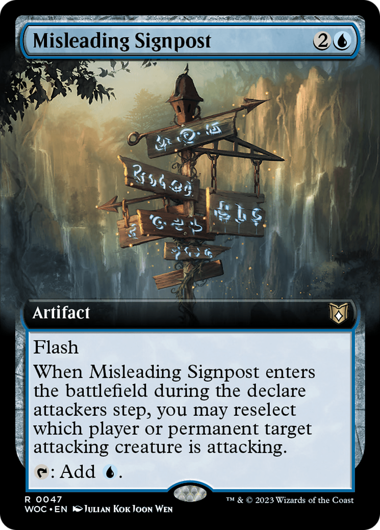 Misleading Signpost (Extended Art) [Wilds of Eldraine Commander] | Cards and Coasters CA