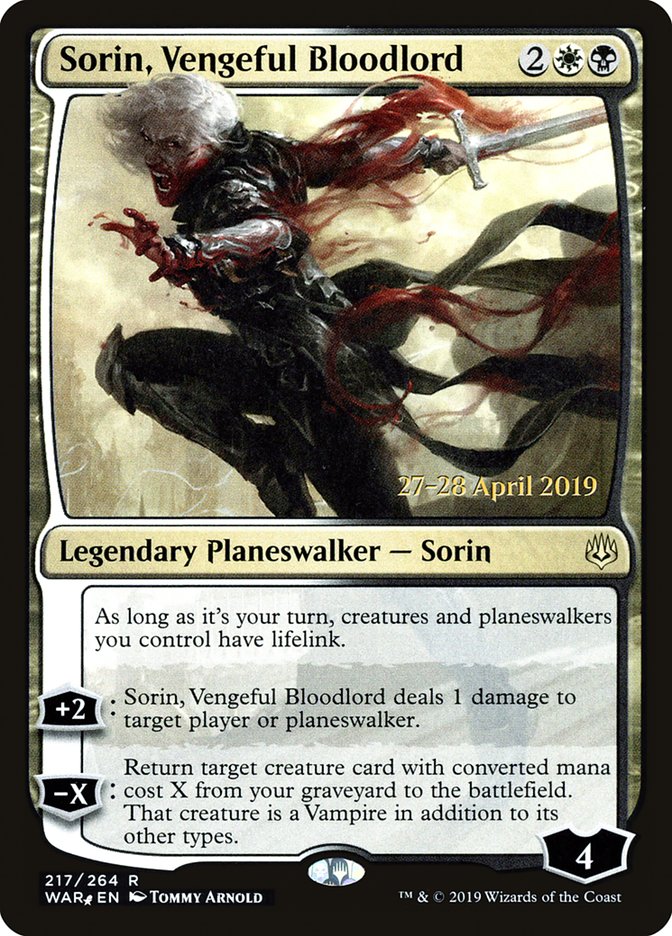 Sorin, Vengeful Bloodlord  [War of the Spark Prerelease Promos] | Cards and Coasters CA