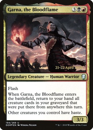 Garna, the Bloodflame [Dominaria Promos] | Cards and Coasters CA