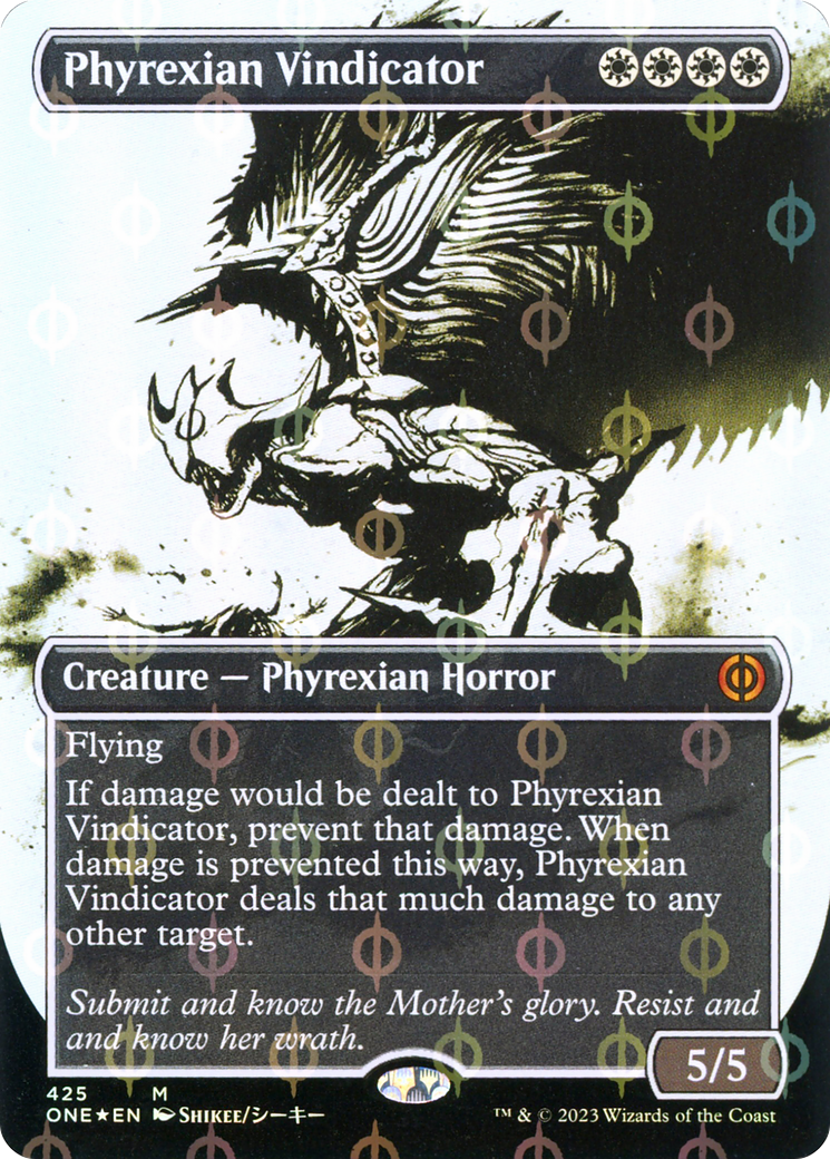 Phyrexian Vindicator (Borderless Ichor Step-and-Compleat Foil) [Phyrexia: All Will Be One] | Cards and Coasters CA