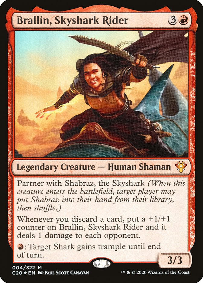 Brallin, Skyshark Rider [Commander 2020] | Cards and Coasters CA
