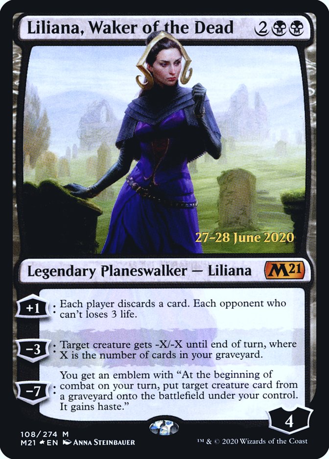 Liliana, Waker of the Dead  [Core Set 2021 Prerelease Promos] | Cards and Coasters CA