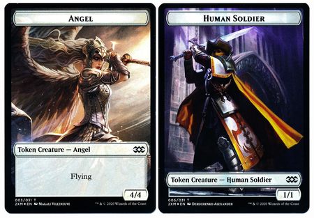 Angel // Human Soldier Double-sided Token [Double Masters Tokens] | Cards and Coasters CA