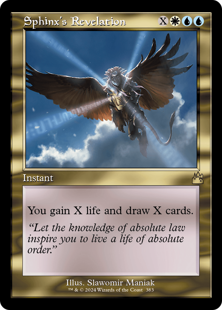 Sphinx's Revelation (Retro Frame) [Ravnica Remastered] | Cards and Coasters CA