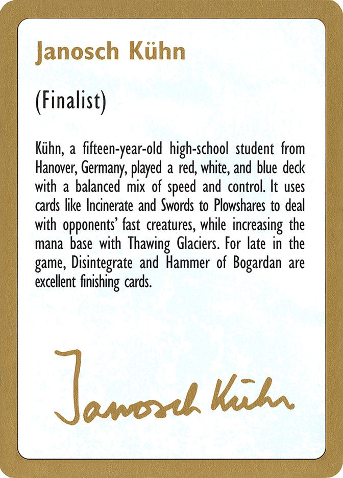 Janosch Kühn Bio [World Championship Decks 1997] | Cards and Coasters CA