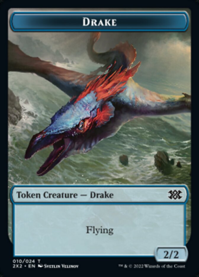 Drake // Aven Initiate Double-sided Token [Double Masters 2022 Tokens] | Cards and Coasters CA