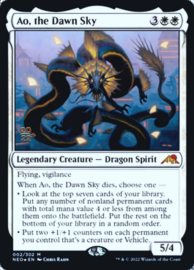 Ao, the Dawn Sky [Kamigawa: Neon Dynasty Prerelease Promos] | Cards and Coasters CA