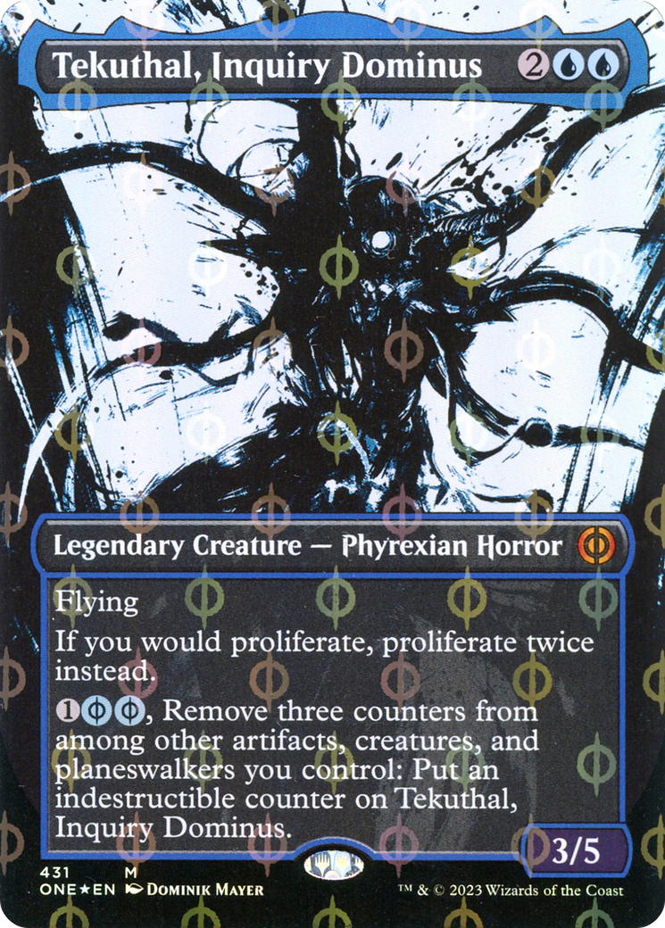 Tekuthal, Inquiry Dominus (Borderless Ichor Step-and-Compleat Foil) [Phyrexia: All Will Be One] | Cards and Coasters CA