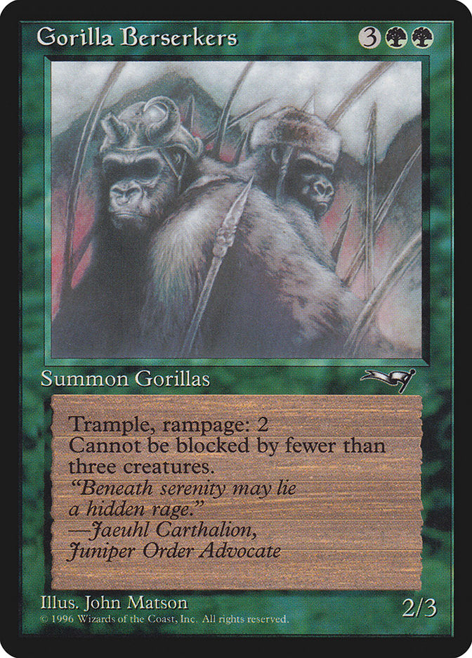 Gorilla Berserkers (Mouths Closed) [Alliances] | Cards and Coasters CA