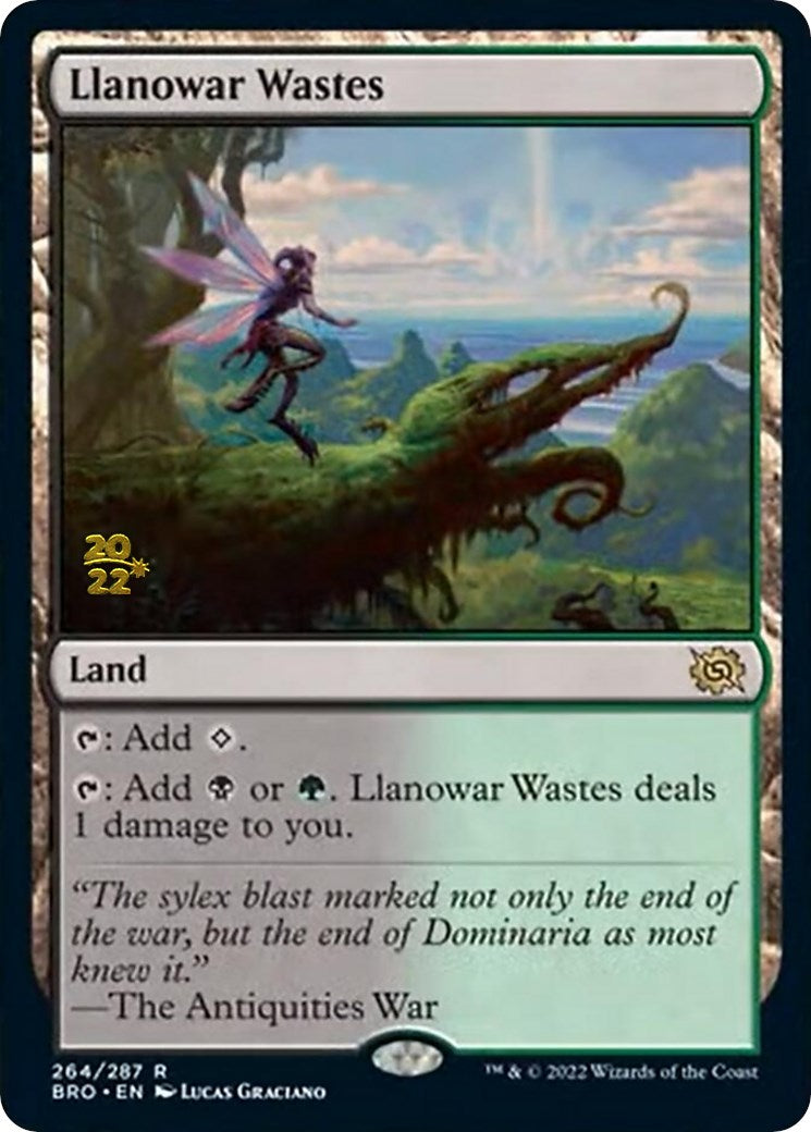 Llanowar Wastes [The Brothers' War: Prerelease Promos] | Cards and Coasters CA