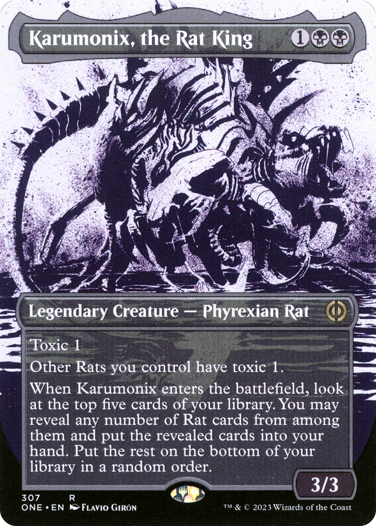 Karumonix, the Rat King (Borderless Ichor) [Phyrexia: All Will Be One] | Cards and Coasters CA