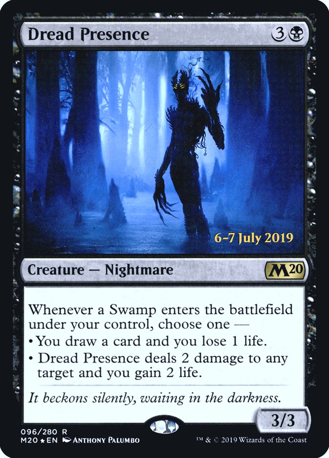 Dread Presence  [Core Set 2020 Prerelease Promos] | Cards and Coasters CA