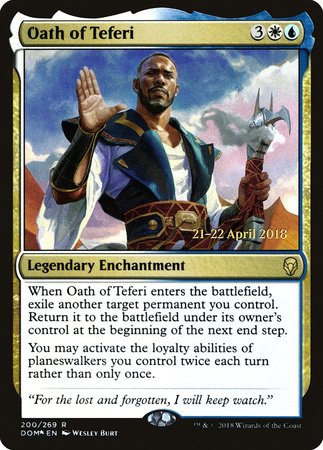 Oath of Teferi [Dominaria Promos] | Cards and Coasters CA