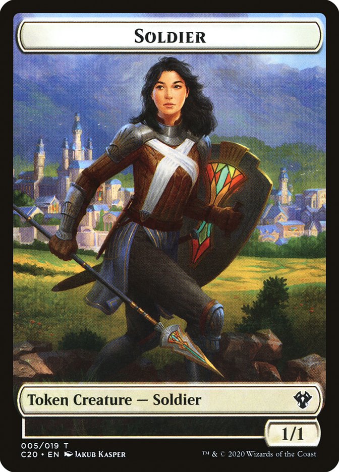 Human Soldier (005) // Drake Double-sided Token [Commander 2020 Tokens] | Cards and Coasters CA