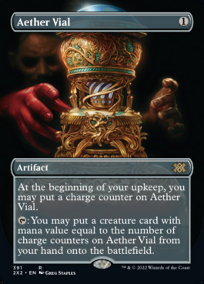 Aether Vial (Borderless Alternate Art) [Double Masters 2022] | Cards and Coasters CA